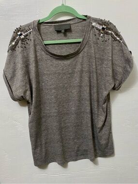 Sunday in Brooklyn Gray Embellished Short-Sleeve Tee